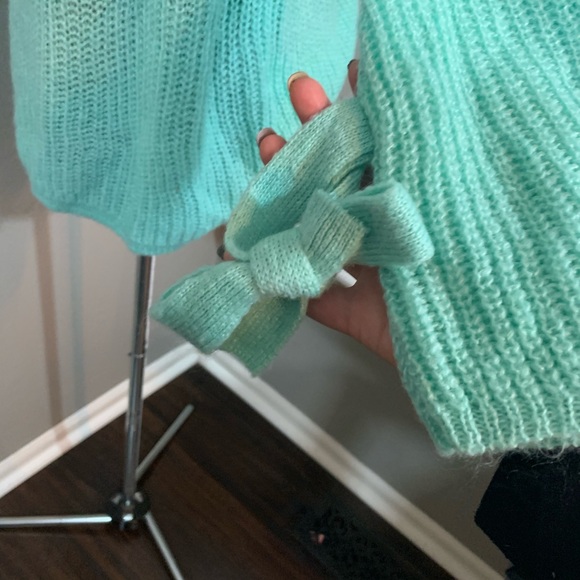 Project Naadam teal bell sleeve knit sweater medium - Picture 8 of 8